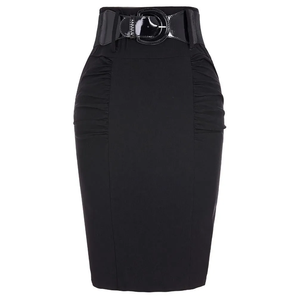 Women Pencil Skirts Casual Black Midi Skirt Slim OL Fitted High Waist Female Ladies Skirts Saia Bodycon Office Skirt Faldas