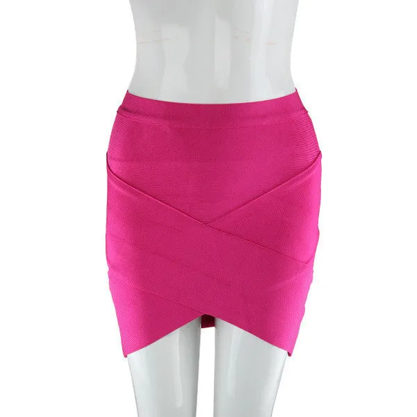 Women Sexy nude blue white Gold Silver Foil Celebrity Bandage Skirts Rayon Good Stretch Mini bodycon Pencil skirt