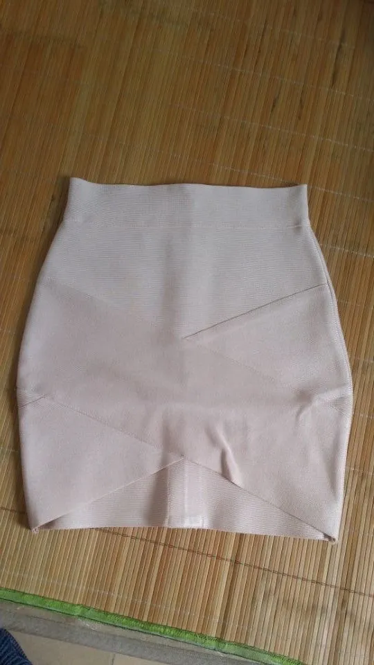 Women Sexy nude blue white Gold Silver Foil Celebrity Bandage Skirts Rayon Good Stretch Mini bodycon Pencil skirt