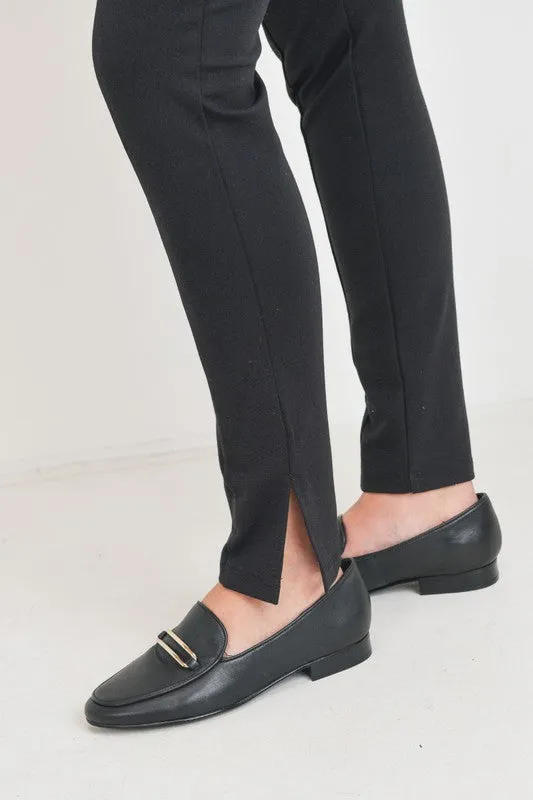 Women's black viscose nylon slim leg over the bump maternity pants