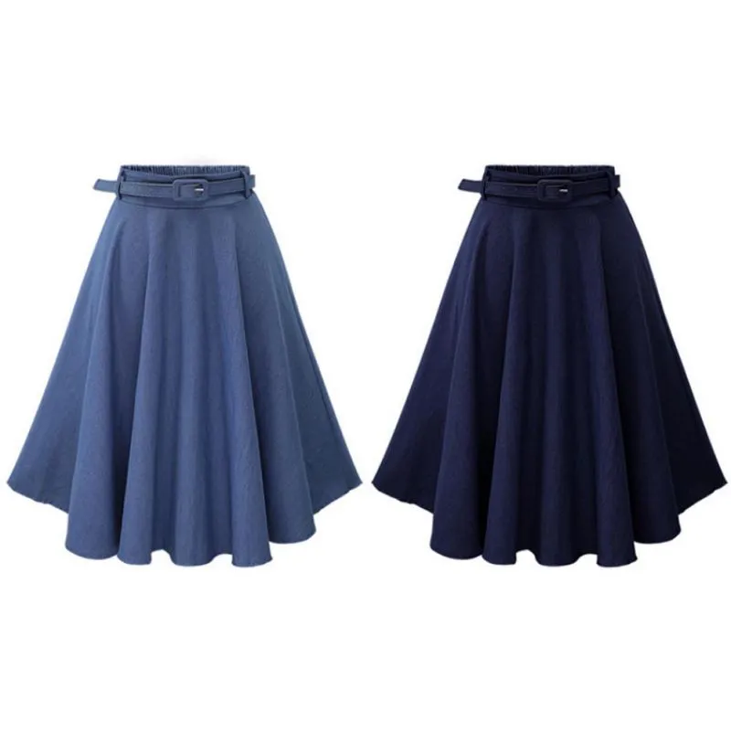 Women's Denim Skirt A-line High Elastic Waist