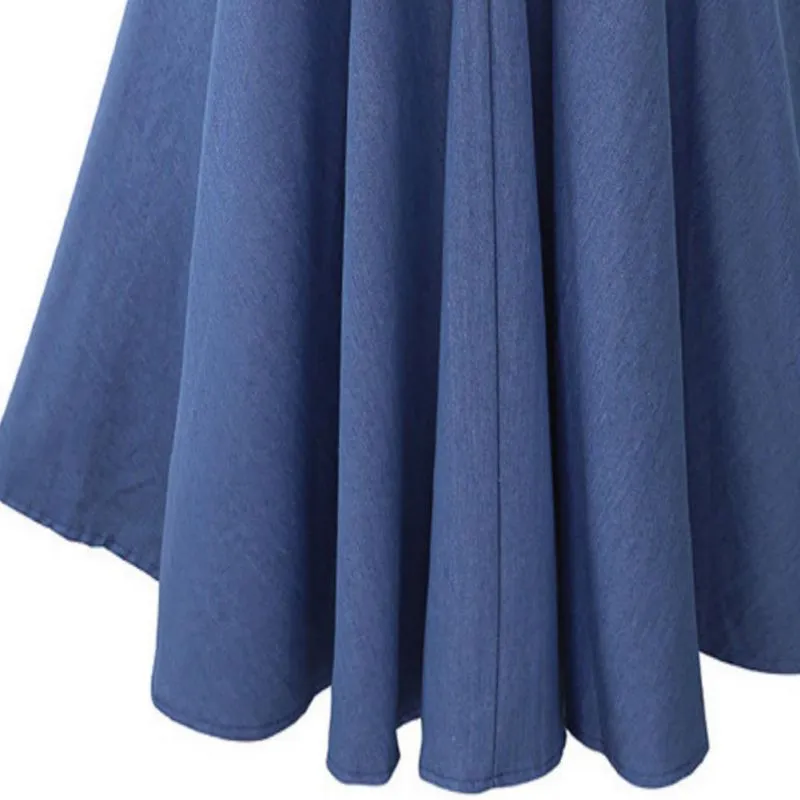 Women's Denim Skirt A-line High Elastic Waist