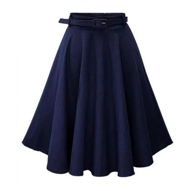 Women's Denim Skirt A-line High Elastic Waist