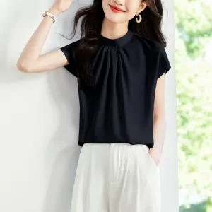 Women's Slinky Silk Blouse Featuring Pleated Details