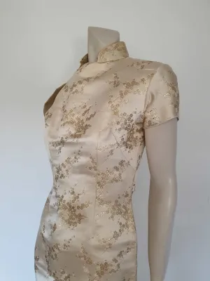 Wounded 1950s Cheongsam - Gold Silk Brocade - S