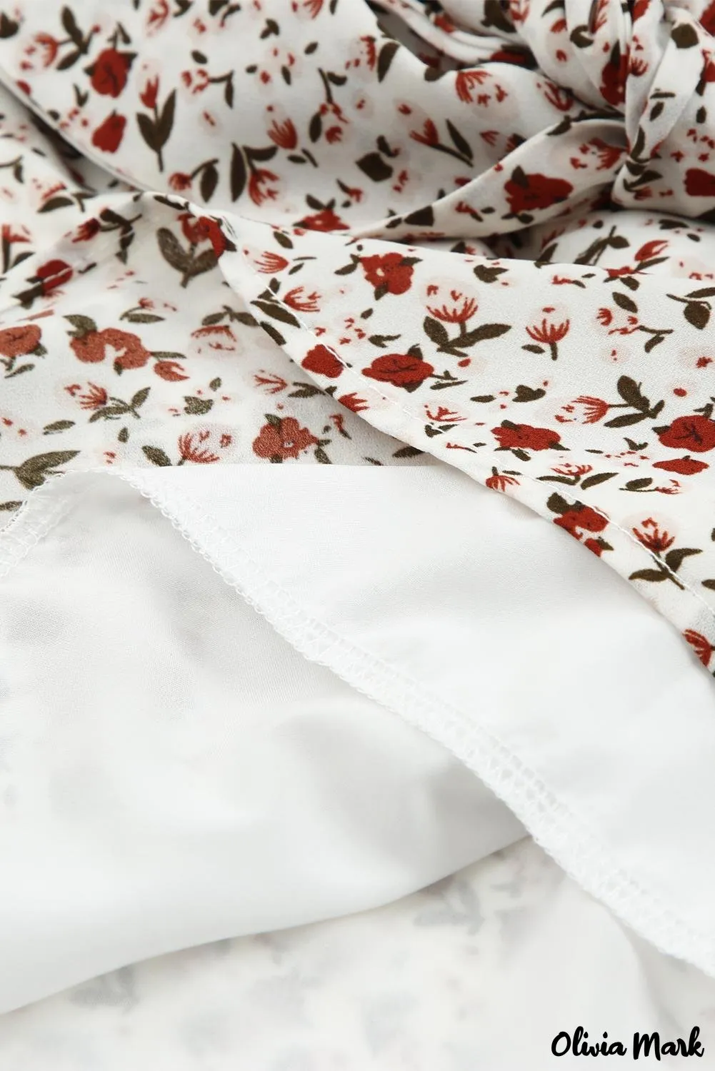 Xieyinshe - Brown Floral Ruffle Long Sleeve Blouse