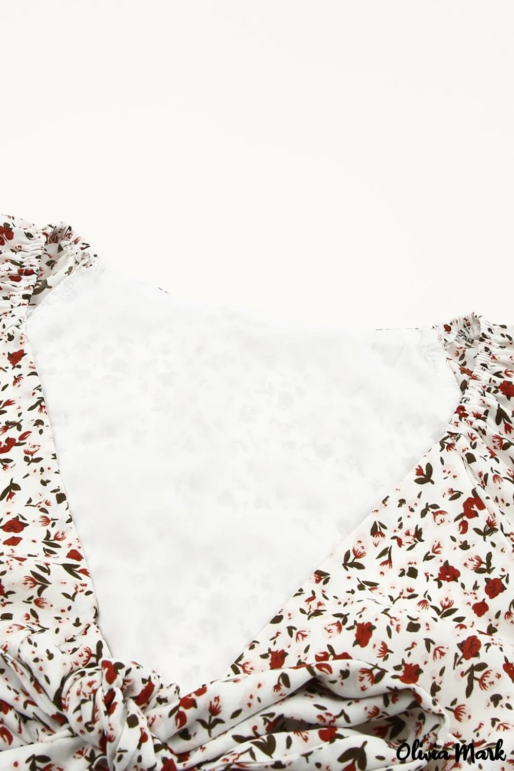 Xieyinshe - Brown Floral Ruffle Long Sleeve Blouse