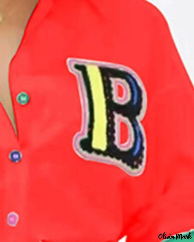 Xieyinshe - Letter Pattern Long Sleeve Shirt