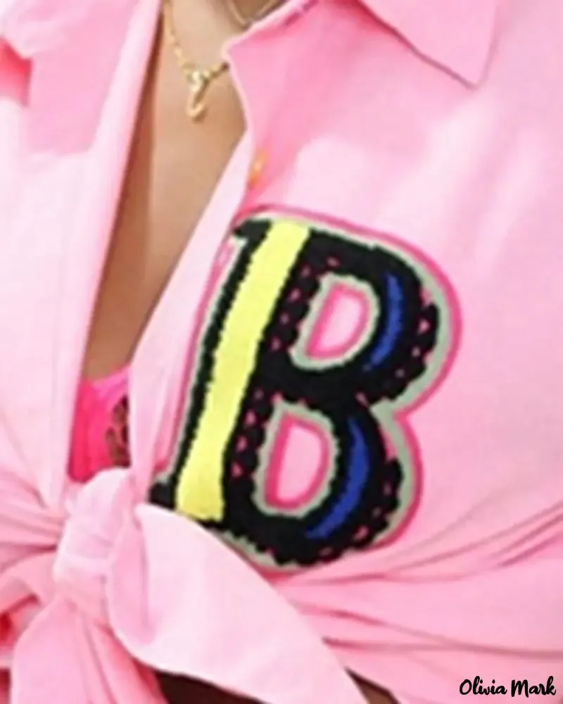 Xieyinshe - Letter Pattern Long Sleeve Shirt