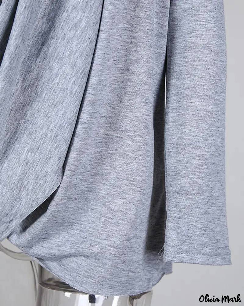 Xieyinshe - Plain draped blouse with long sleeves
