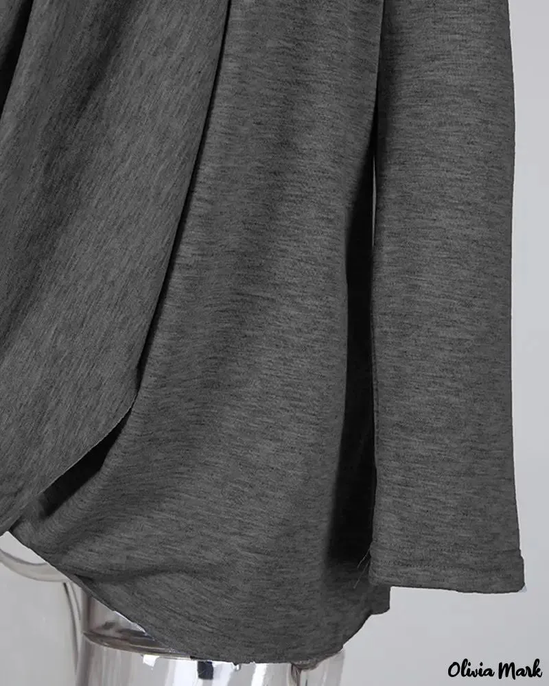 Xieyinshe - Plain draped blouse with long sleeves