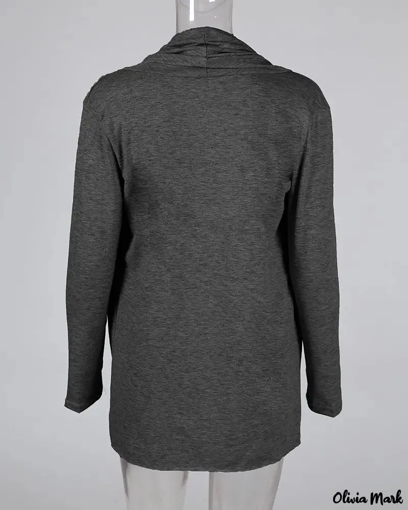 Xieyinshe - Plain draped blouse with long sleeves