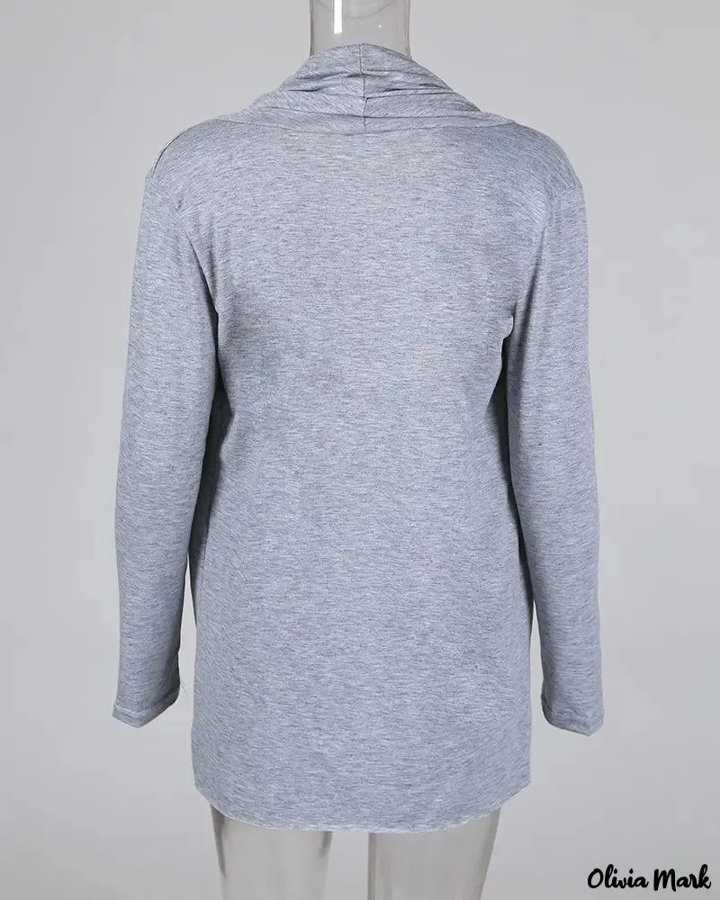 Xieyinshe - Plain draped blouse with long sleeves