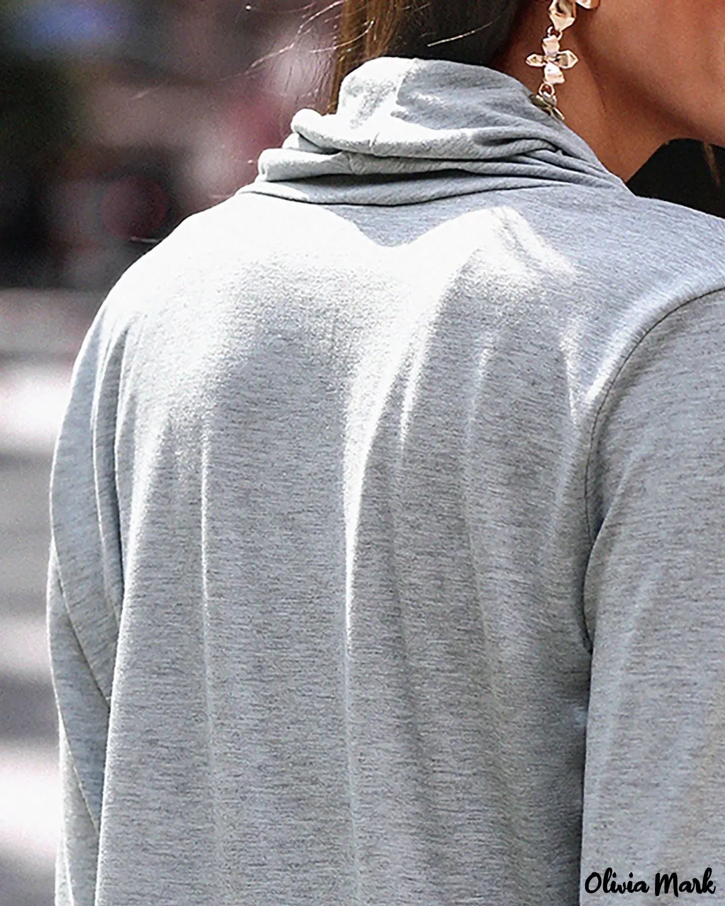 Xieyinshe - Plain draped blouse with long sleeves