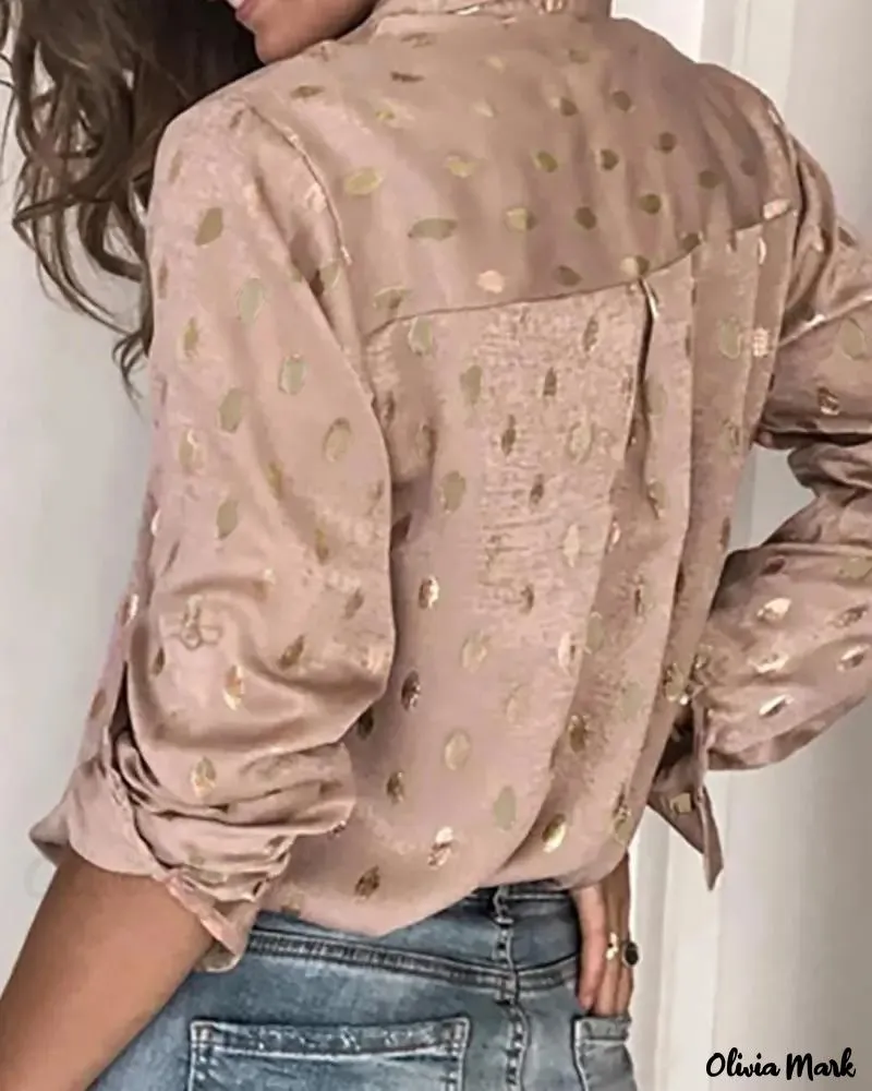Xieyinshe - Polka Dot Print Long Sleeve Casual Shirt