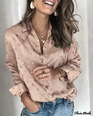 Xieyinshe - Polka Dot Print Long Sleeve Casual Shirt