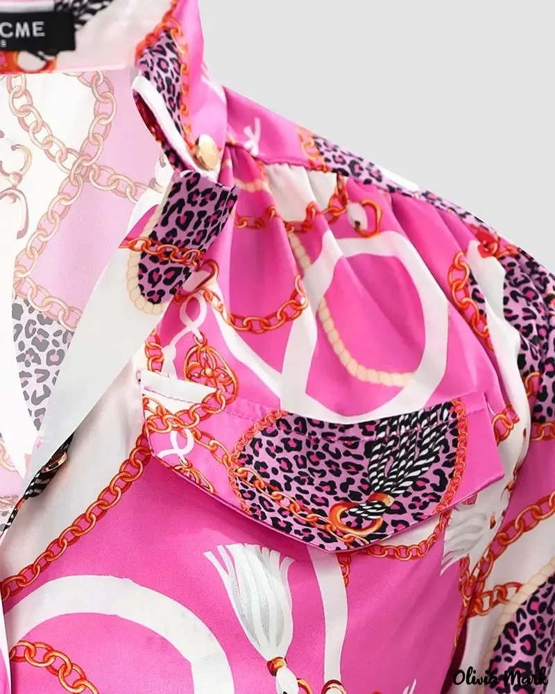 Xieyinshe - Sash Chain Print Long Sleeve Button Down Shirt