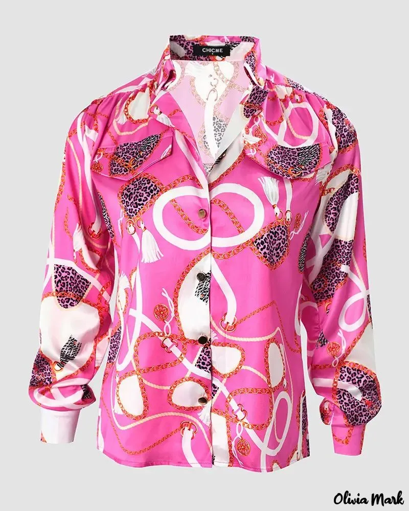 Xieyinshe - Sash Chain Print Long Sleeve Button Down Shirt