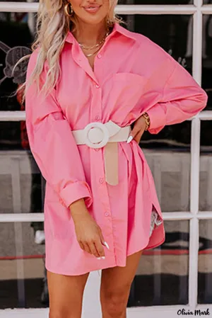 Xieyinshe - Solid Long Sleeve Oversized Tunic Shirt