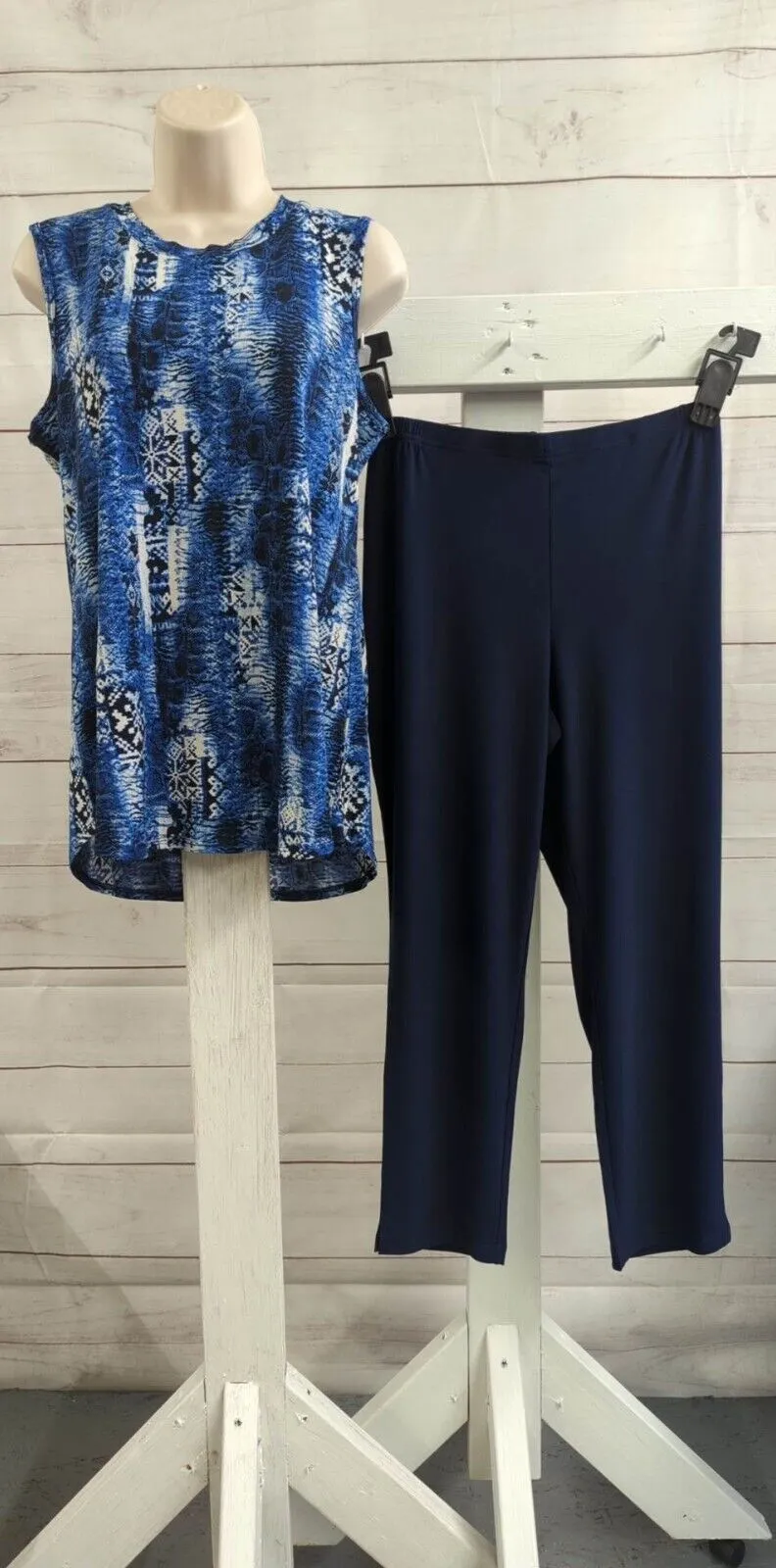 XXS NAVY A518207 Attitudes by Renee Petite Como Jersey 3Pc tunic, tank, and pant