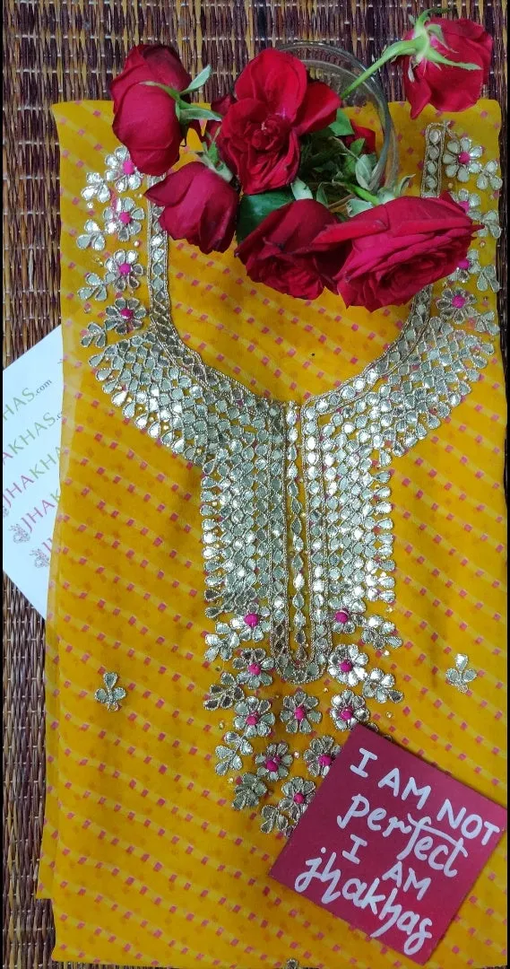 Yellow Gota Patti Georgette Kurti