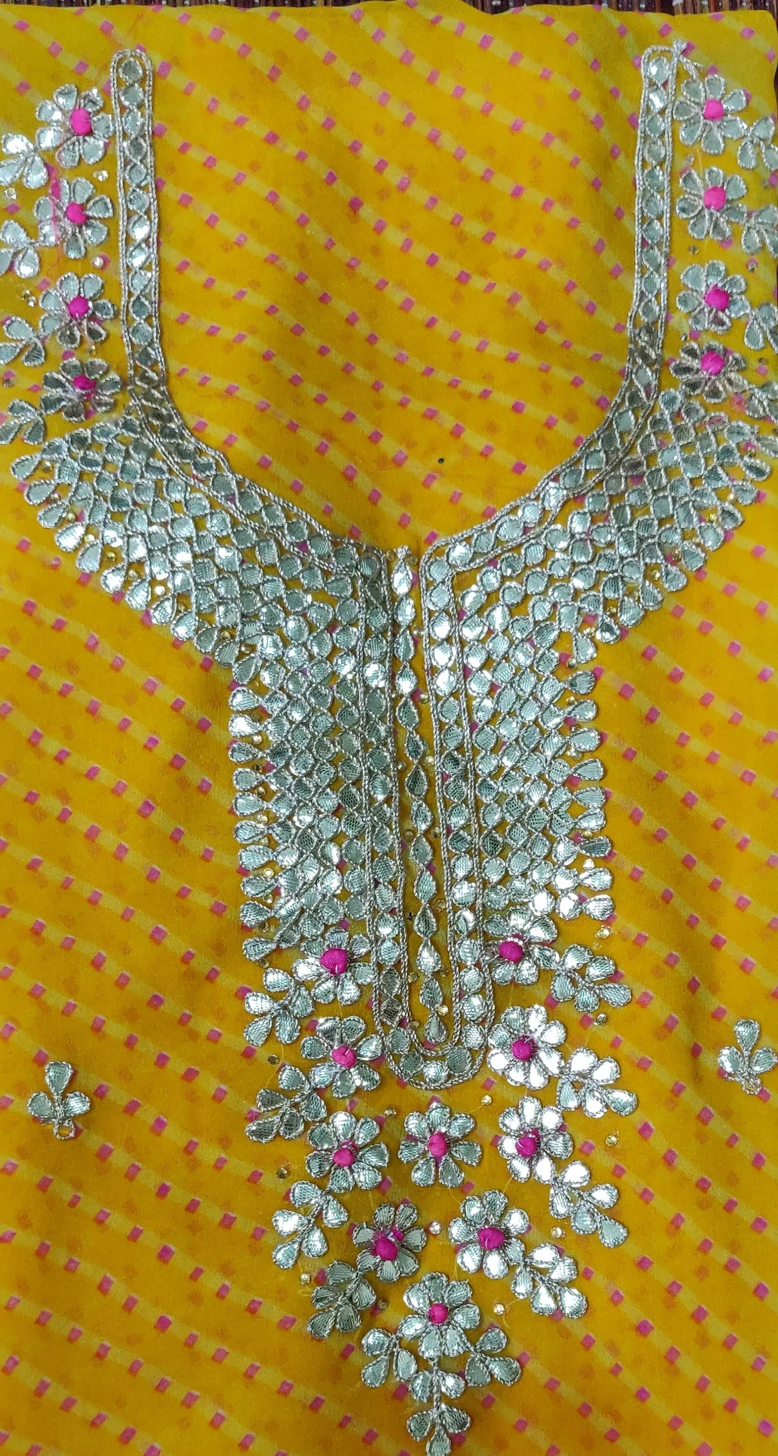 Yellow Gota Patti Georgette Kurti