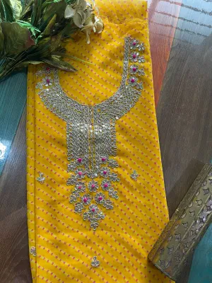 Yellow Gota Patti Georgette Kurti