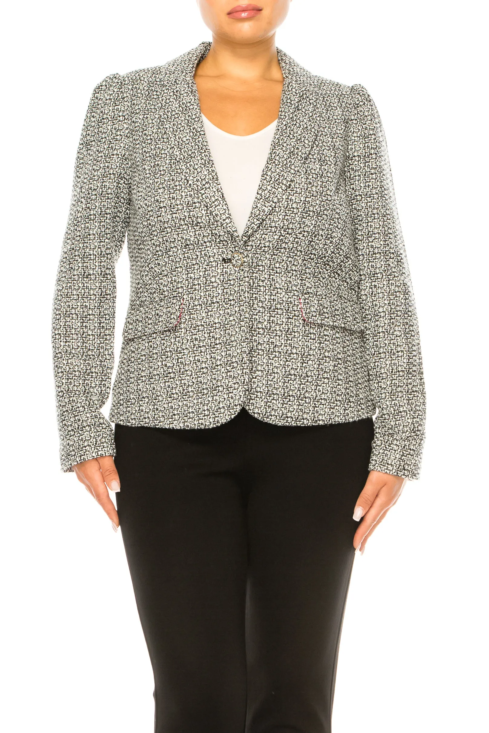 Zac & Rachel Single-Button Tweed Blazer Jacket