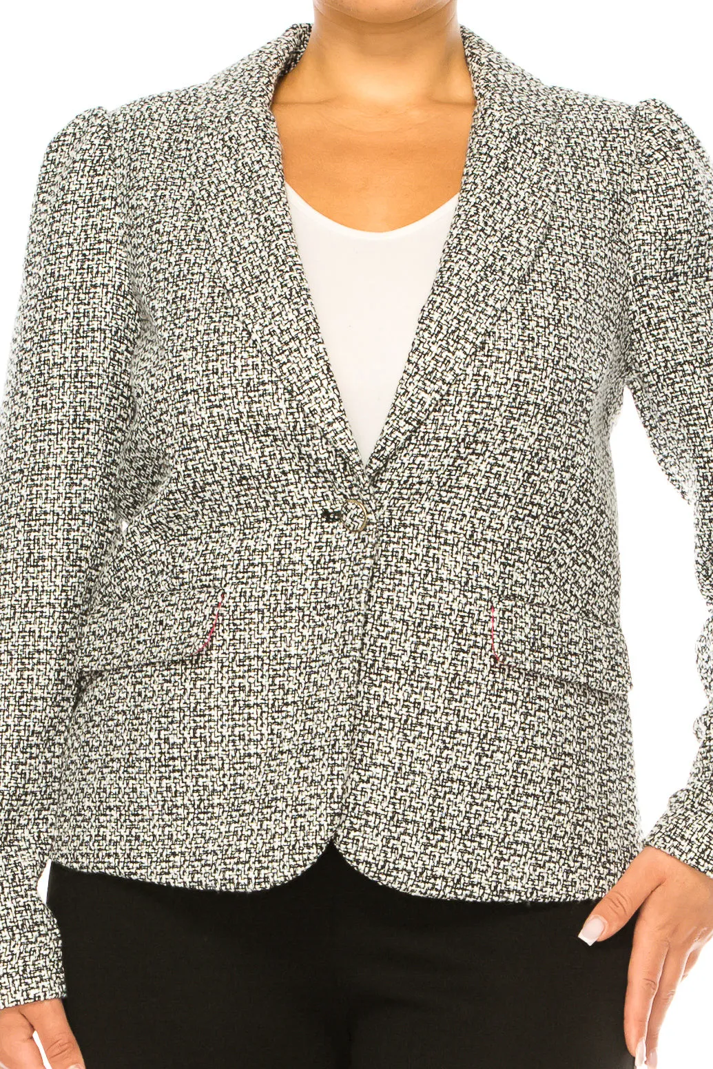 Zac & Rachel Single-Button Tweed Blazer Jacket