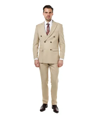 ZAK – Stone Double Breasted Tailored 2 Piece Suit
