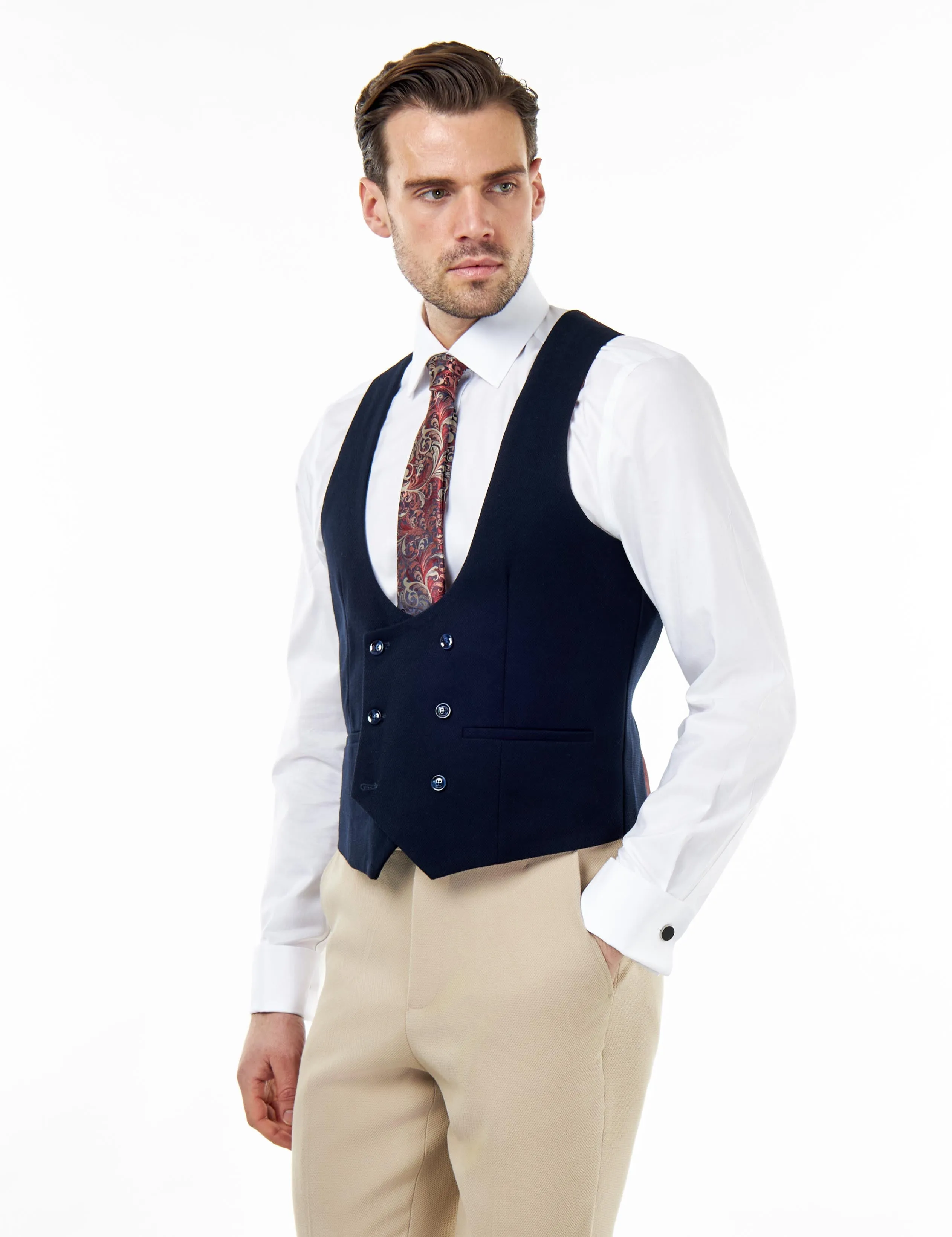 ZAK – STONE TAILORED 3 PIECE WEDDING SUIT