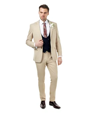 ZAK – STONE TAILORED 3 PIECE WEDDING SUIT