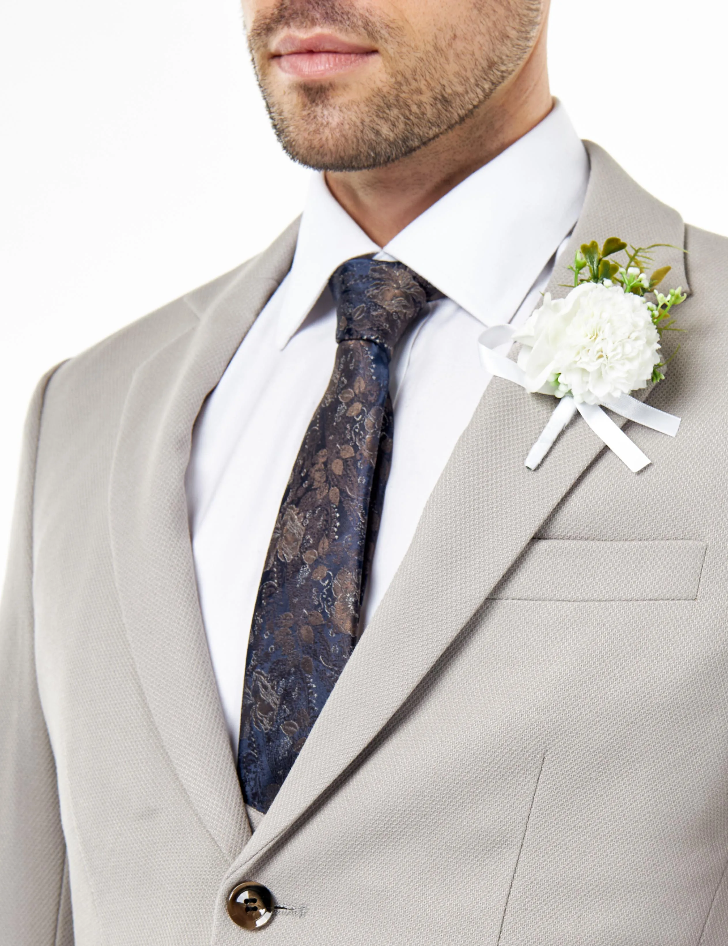 ZAK – TAILORED 2 PIECE SUIT IN TAUPE HONEYCOMB