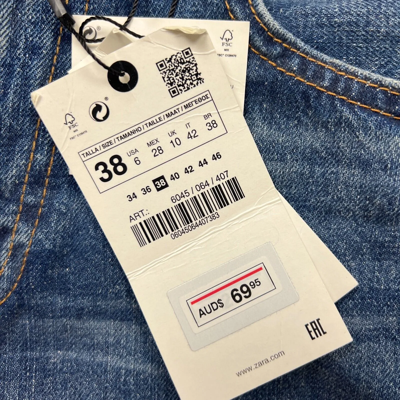 ZARA Womens The Truth Slim Jeans Indigo Blue Size 6 (New)